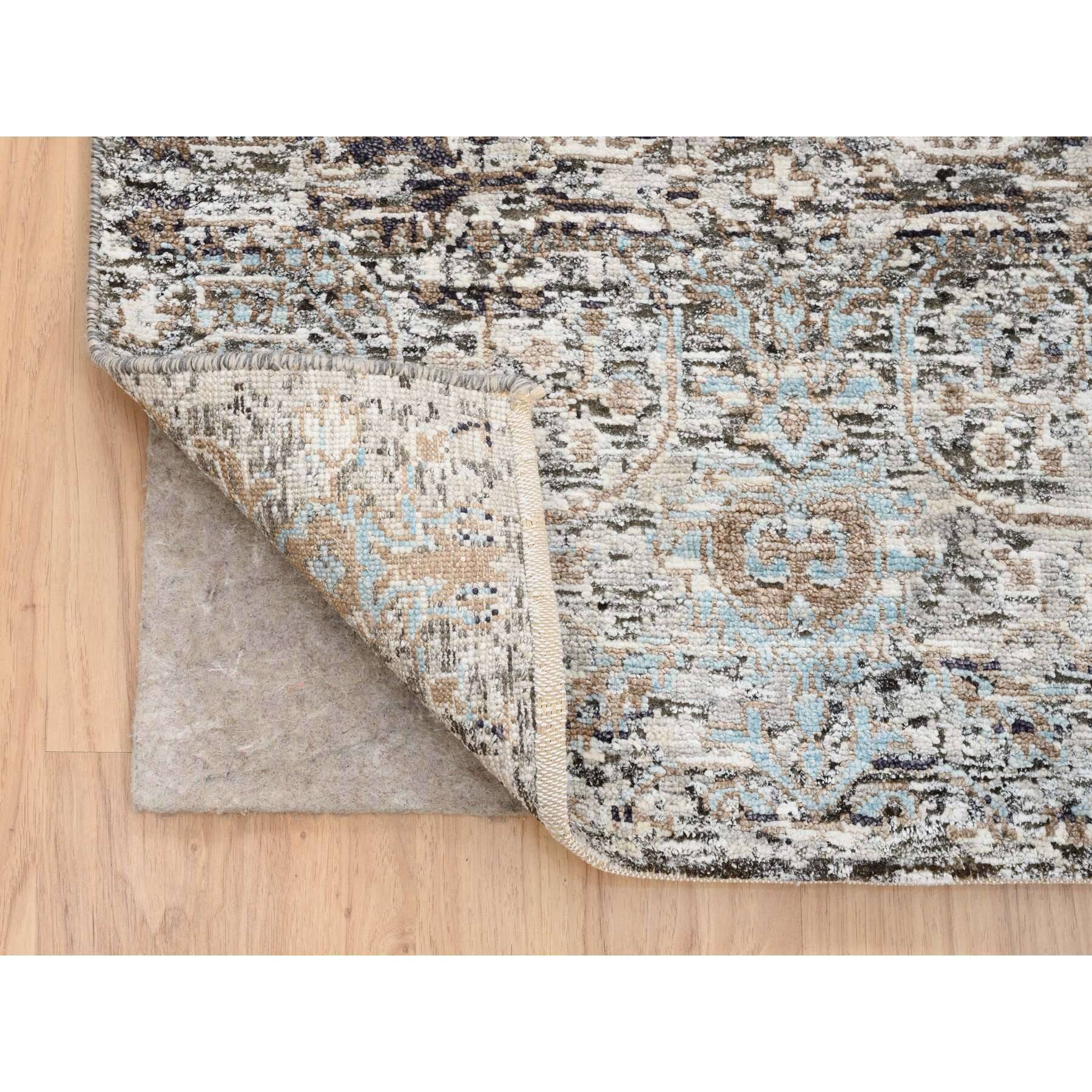 Shahbanu Rugs Gray Hand Knotted Modern Persian Influence Erased